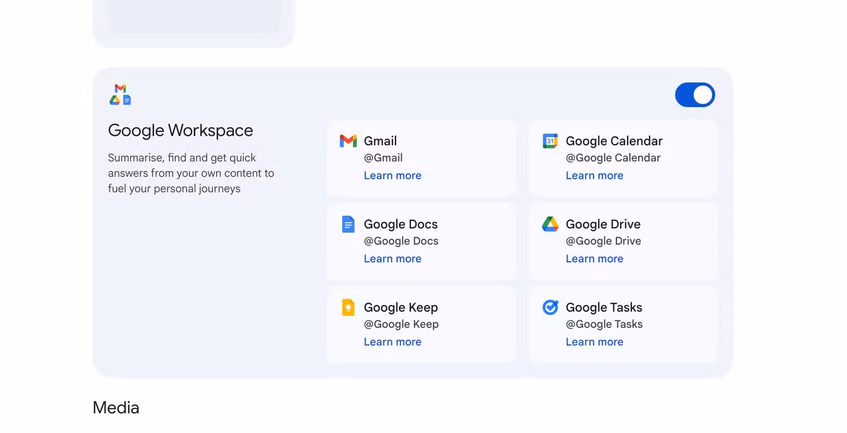 Google Workspace toggle in Gemini